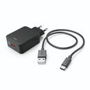 Hama Oplaadset USB Type-C QC 3.0 3 A Zwart