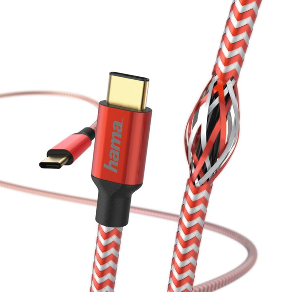Hama Oplaad-/gegevenskabel Reflective USB Type-C - USB Type-C 1,5 M Rood