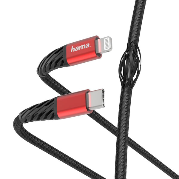Hama Snellaad-/gegevenskabel Extreme USB-C - Lightning 1,5 M Zwart/rood
