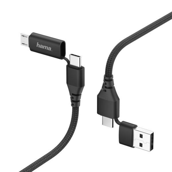 Hama 4in1-Type-C-kabel Met Micro-USB- En USB-A-adapter 1,5 M Zwart