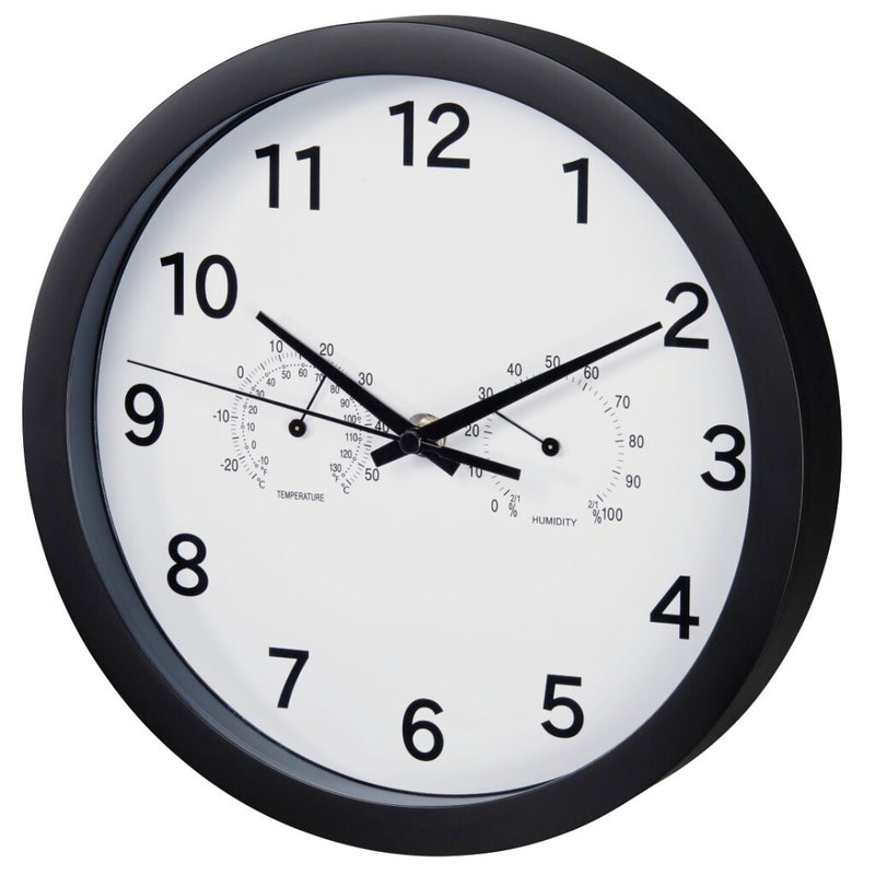 Hama Wandklok Pure Plus Ø 25 Cm Met Thermo-/hygrometer Geluidsarm Zwart
