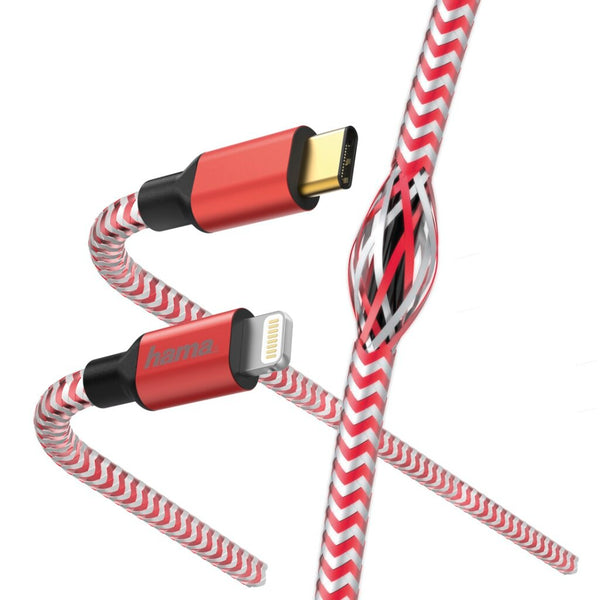 Hama Snellaad-/gegevenskabel Reflective USB-C - Lightning 1,5 M Rood