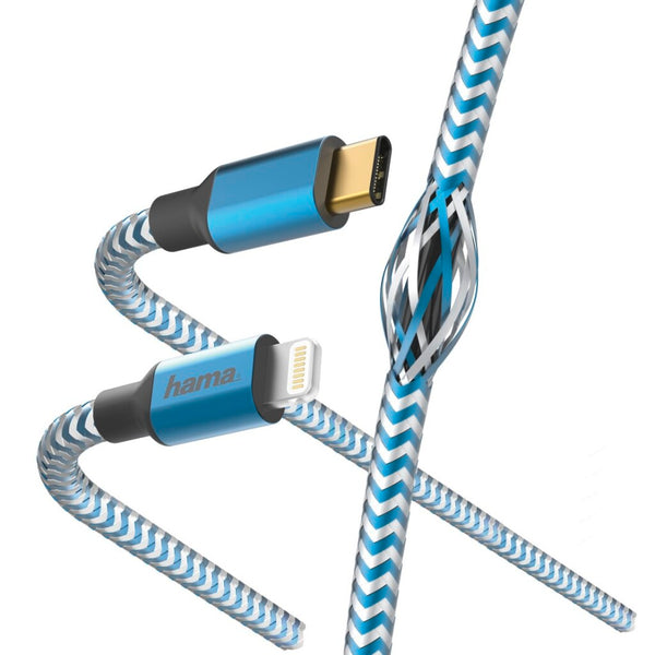 Hama Snellaad-/gegevenskabel Reflective USB-C - Lightning 1,5 M Blauw