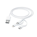 Hama 3in1-micro-USB-kabel Met Adapter Naar USB-C En Lightning 1,0 M Wit