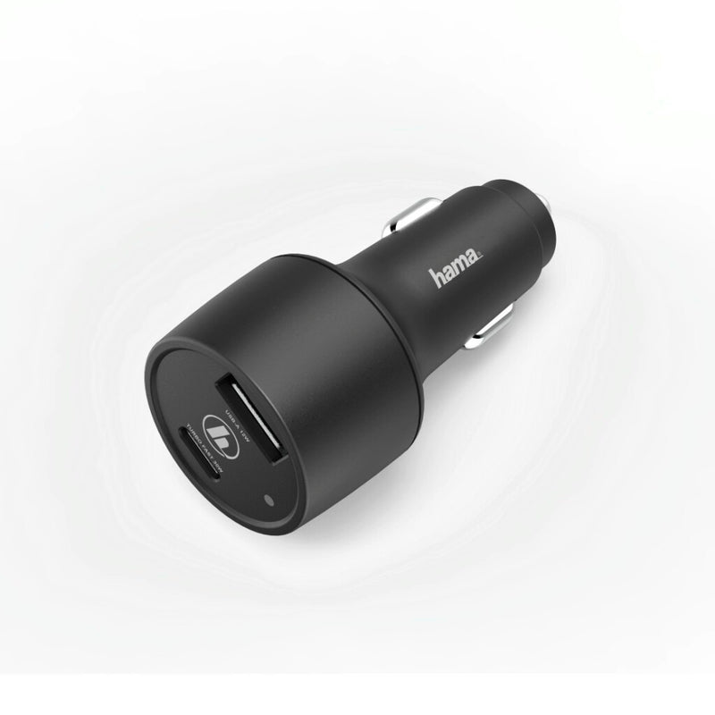 Hama Auto-oplader USB-C Power Delivery (PD)/Qualcomm&reg; + USB-A 42 Watt Zwart