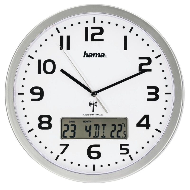 Hama Radiogestuurde Wandklok met Datum- en Temperatuurweergave