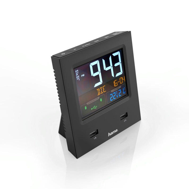 Hama Radiogestuurde Wekker Dual-USB Met Led-kleurendisplay En USB-oplaadfunctie
