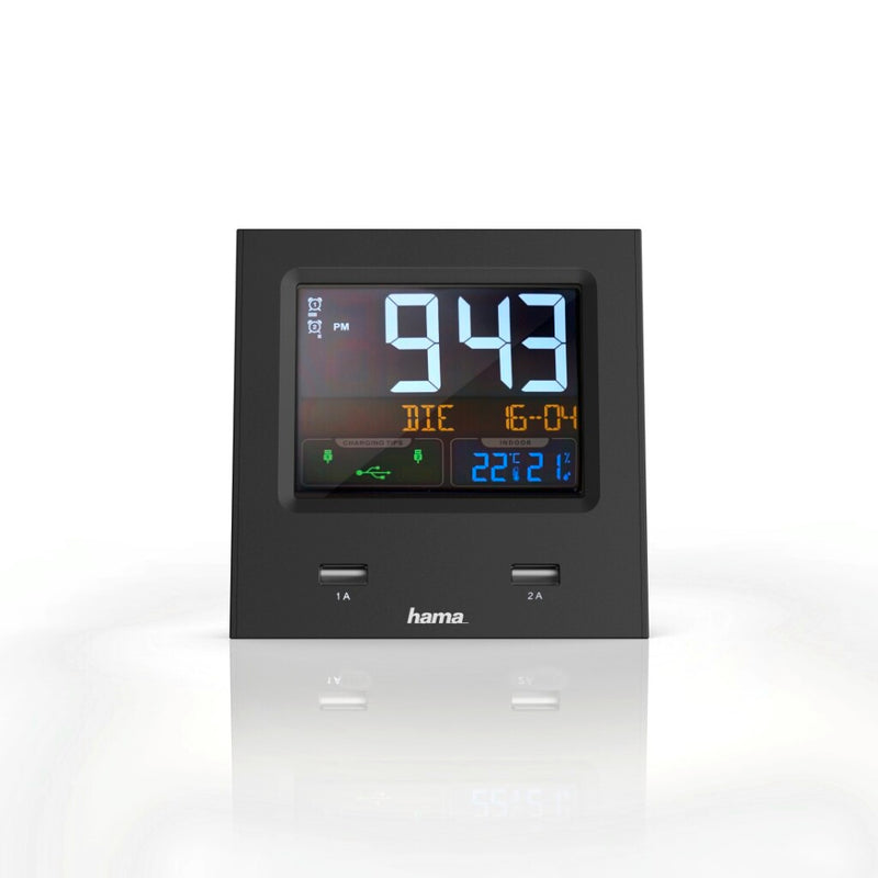 Hama Radiogestuurde Wekker Dual-USB Met Led-kleurendisplay En USB-oplaadfunctie