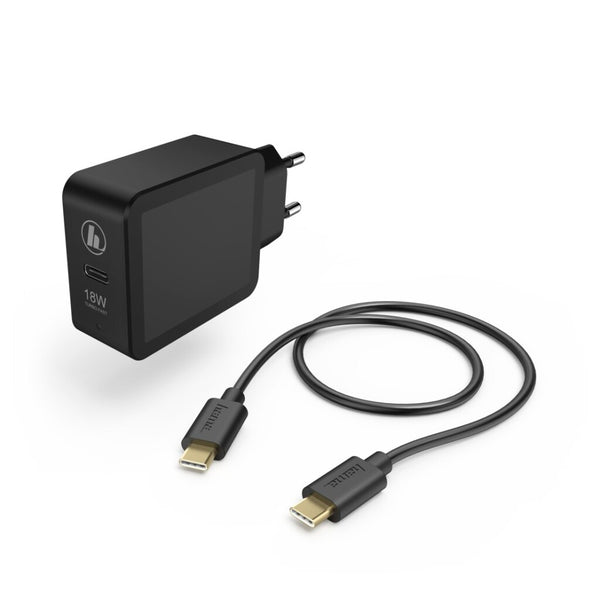 Hama Oplaadset USB-C PD/Qualcomm&reg; USB-A 18W USB-C-kabel 1,5 M Zwart