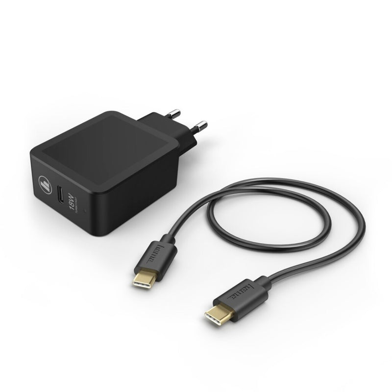 Hama Oplaadset USB-C PD/Qualcomm&reg; USB-A 18W USB-C-kabel 1,5 M Zwart