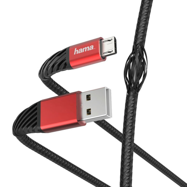 Hama Oplaad-/gegevenskabel Extreme USB-A - Micro-USB 1,5 M Zwart/rood