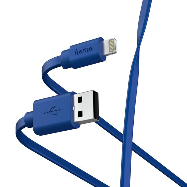 Hama Oplaad-/gegevenskabel Flat USB-A - Lightning 1 M Blauw