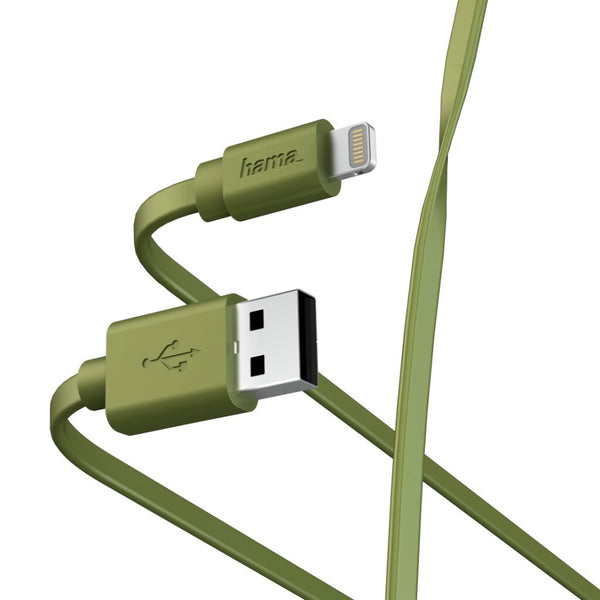 Hama Oplaad-/gegevenskabel Flat USB-A - Lightning 1 M Groen
