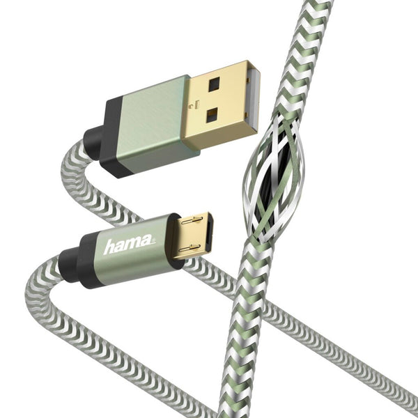 Hama Oplaad-/gegevenskabel Reflective USB-A - Micro-USB 1,5 M Groen