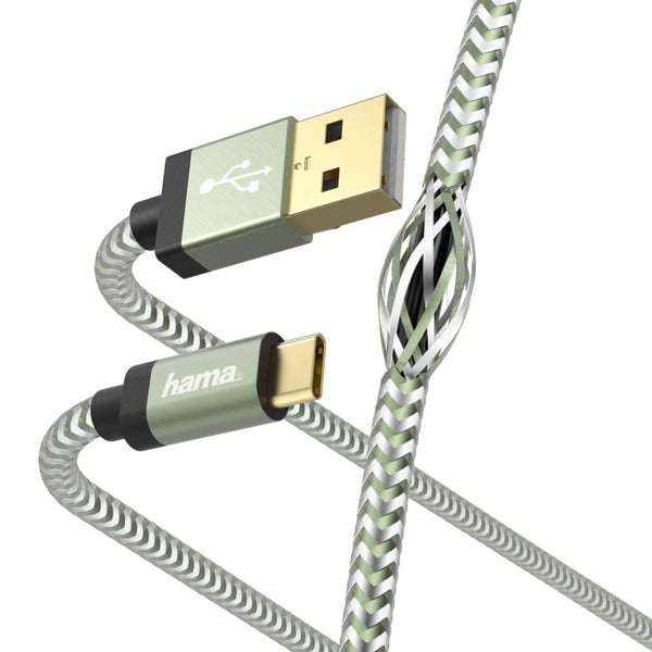 Hama Oplaad-/gegevenskabel Reflective USB-A - USB-C 1,5 M Groen