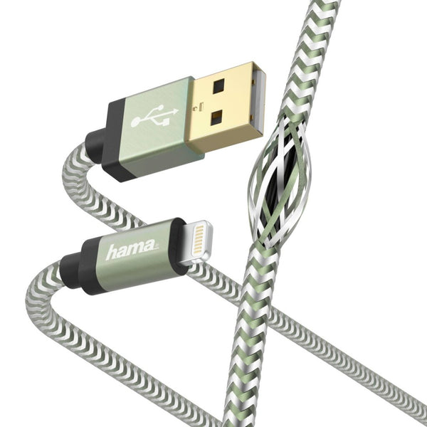 Hama Oplaad-/gegevenskabel Reflective USB-A - Lightning 1,5 M Groen