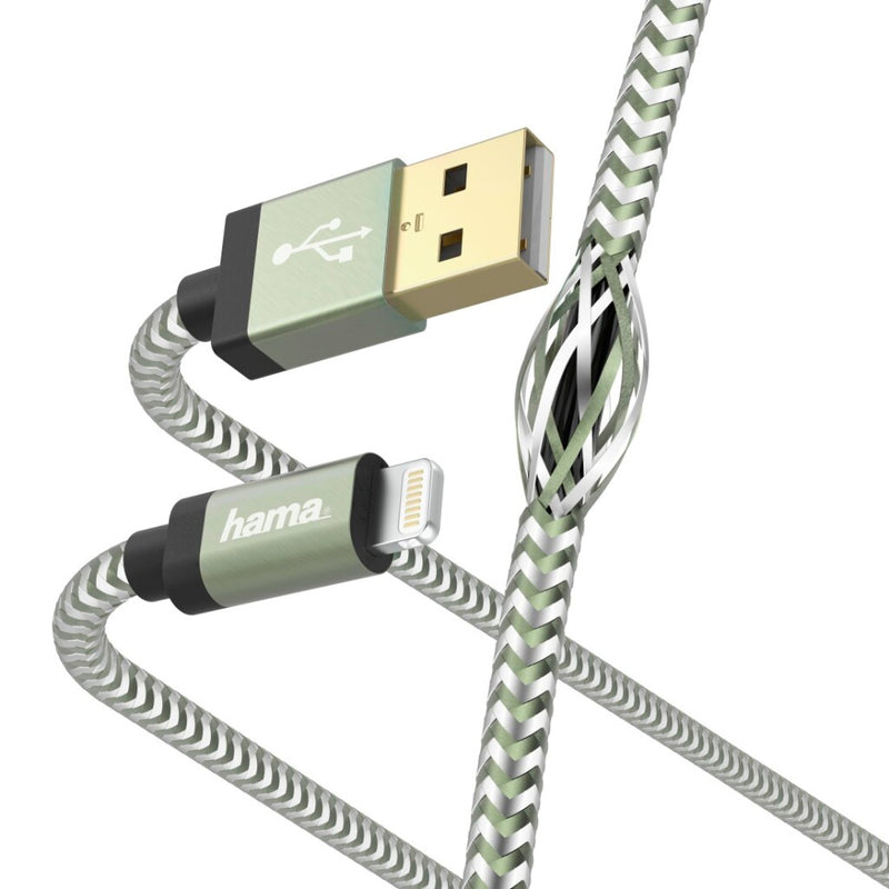 Hama Oplaad-/gegevenskabel Reflective USB-A - Lightning 1,5 M Groen