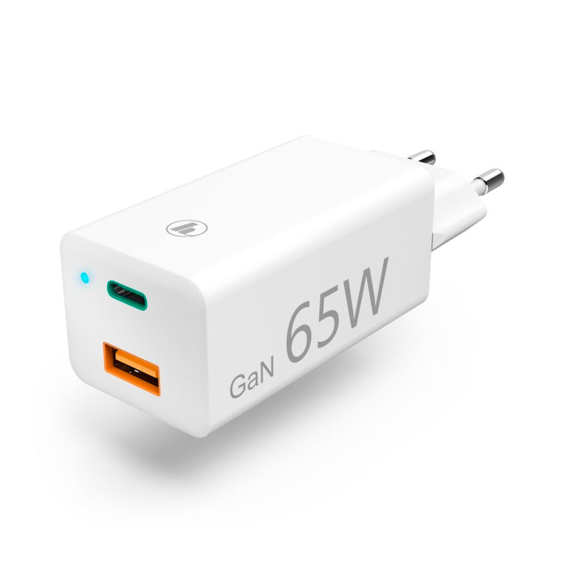 Hama Oplader GaN USB-C Power Delivery (PD) + USB-A QC3.0 65W Wit