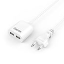 Hama USB-netadapter Met Kabel 2,4A 2 Uitgangen 1,9 M Wit