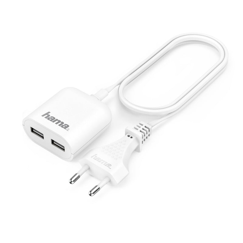 Hama USB-netadapter Met Kabel 2,4A 2 Uitgangen 1,9 M Wit