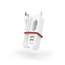 Hama USB-netadapter Met Euro-aansluiting En Kabel 2,4A 2 Uitgangen 1,9 M Wit