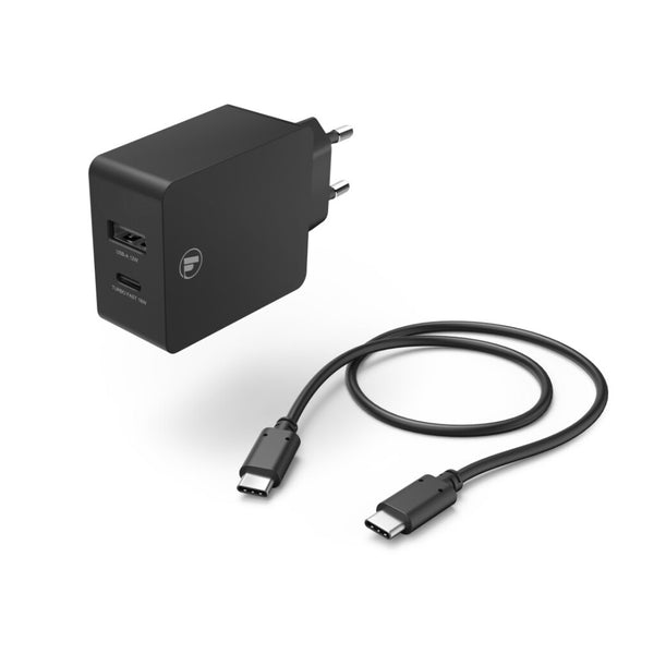Hama Oplaadset USB-C USB-A PD/Qualcomm&reg; 30 W USB-C-kabel 1 M Zwart