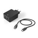 Hama Oplaadset USB-C USB-A PD/Qualcomm&reg; 30 W USB-C-kabel 1 M Zwart