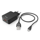 Hama Opladerset Micro-USB Oplader QC 3.0 + Micro-USB-Kabel 1,5 M Zwart