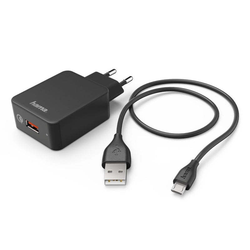 Hama Opladerset Micro-USB Oplader QC 3.0 + Micro-USB-Kabel 1,5 M Zwart