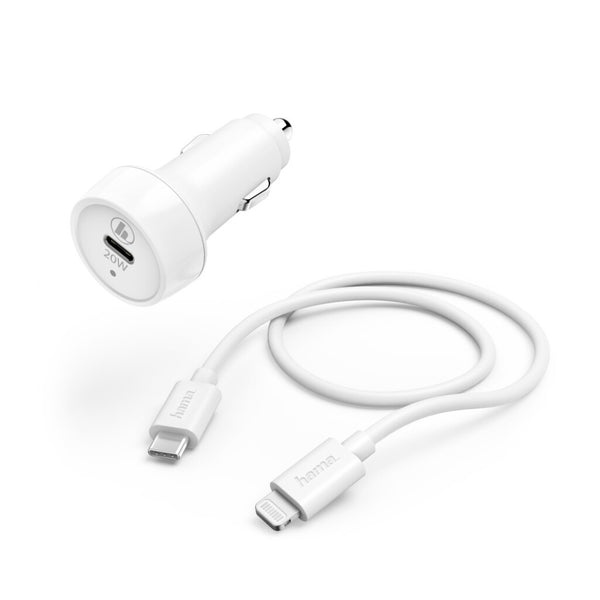 Hama Auto-oplaadset Lightning Power Delivery (PD) 20W Wit