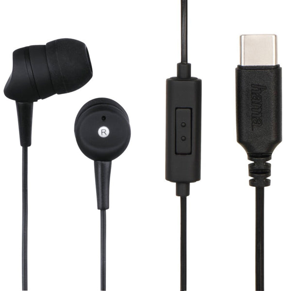 Hama Koptelefoon Basic4Phone USB- C In-ear Microfoon Kabel-knikbes. Zwart