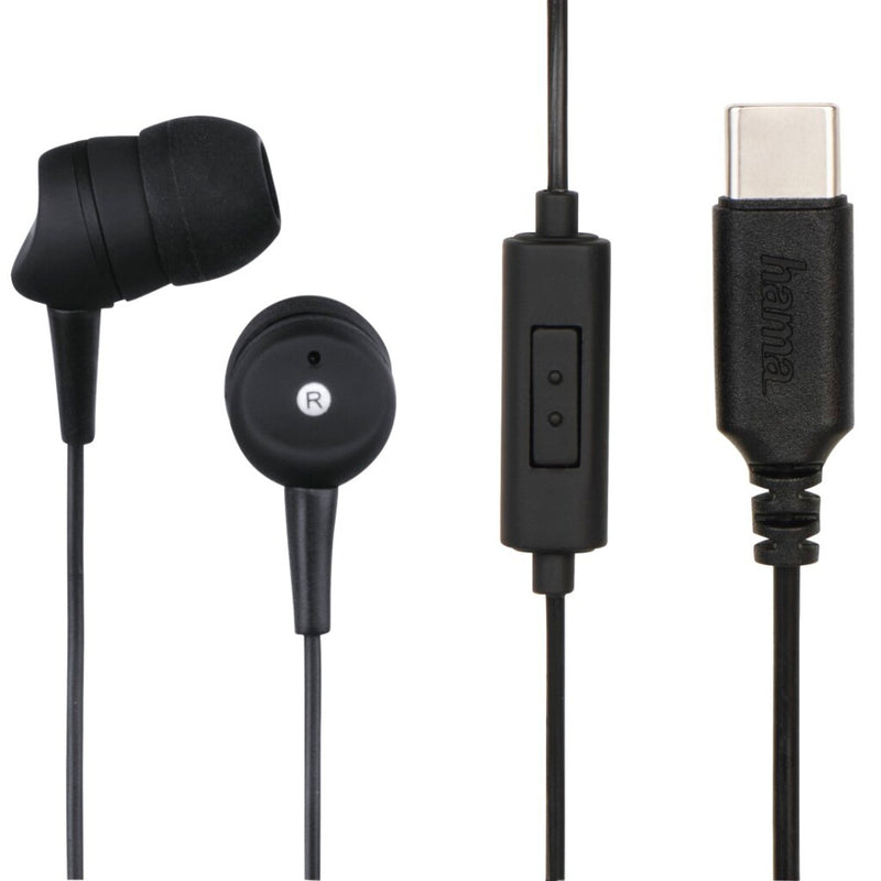 Hama Koptelefoon Basic4Phone USB- C In-ear Microfoon Kabel-knikbes. Zwart