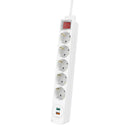 Hama Stekkerdoos 5-voudig USB-C-/USB-A-aansl. PD/Quick Charge? Max. 18W WS