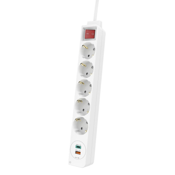 Hama Stekkerdoos 5-voudig USB-C-/USB-A-aansl. PD/Quick Charge? Max. 18W WS