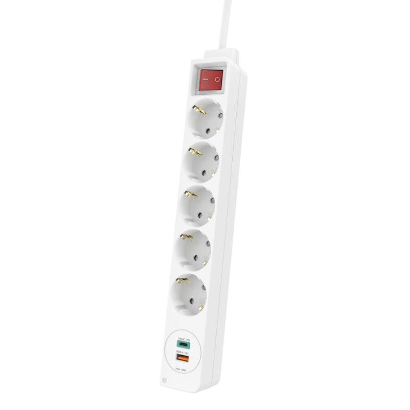 Hama Stekkerdoos 5-voudig USB-C-/USB-A-aansl. PD/Quick Charge? Max. 18W WS