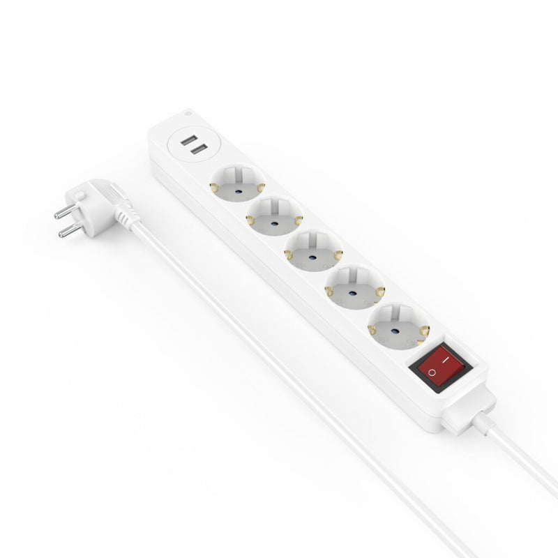 Hama Stekkerdoos 5-voudig USB-A 17W Schakelaar 1,4 M Wit