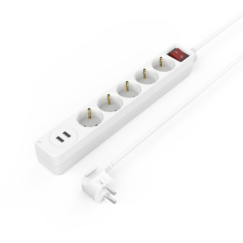 Hama Stekkerdoos 5-voudig USB-A 17W Schakelaar 1,4 M Wit