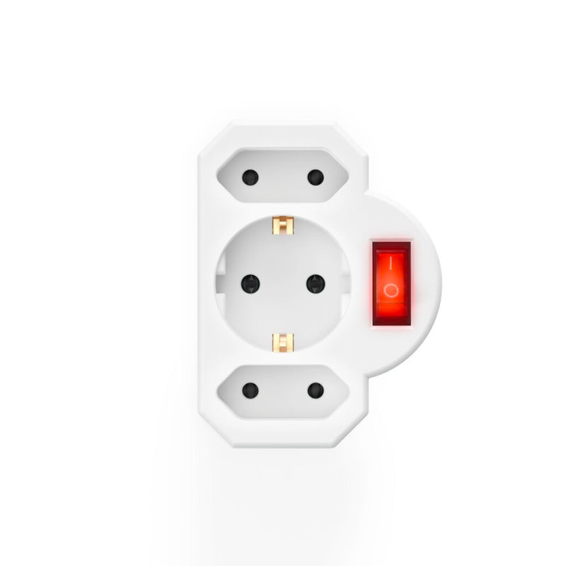 Hama Stopcontactadapter 3-voud. 1x Geaard Stopcontact 2x Euro Schakelaar Wit