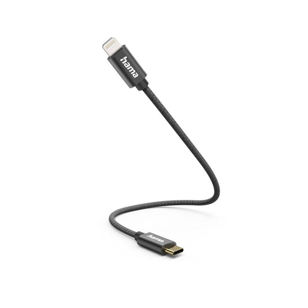 Hama Oplaadkabel USB-C - Lightning 0,2 M Nylon Zwart