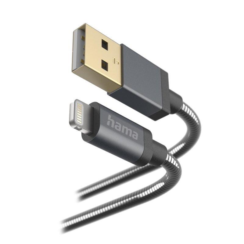 Hama Oplaadkabel Metal USB-A - Lightning 1,5 M Metalen Mantel Antraciet