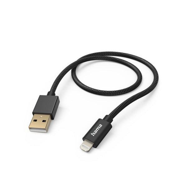 Hama Oplaadkabel Fabric USB-A - Lightning 1,5 M Nylon Zwart