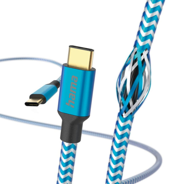 Hama Oplaadkabel Reflective USB-C - USB-C 1,5 M Nylon Blauw
