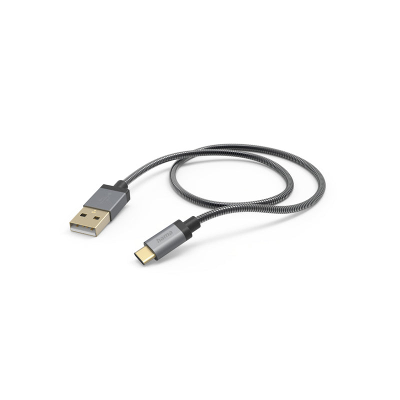 Hama Oplaadkabel Metal USB-A - USB-C 1,5 M Metalen Mantel Antraciet