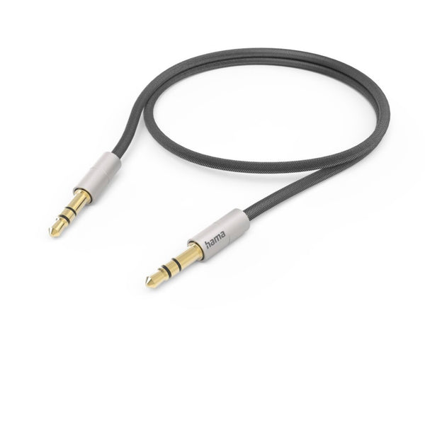 Hama Aux-kabel ?AluLine? 3,5-mm Jack &ndash; 3,5-mm Jack 0,5 M Zilver/zwart