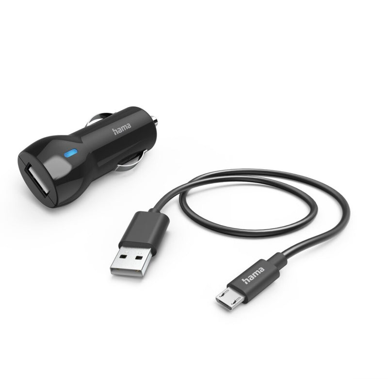 Hama Auto-oplader Met Oplaadkabel Micro-USB 12 W 1,0 M Zwart