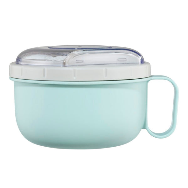 Xavax Lunchbox Rond Voor Magnetron Met Bestek 1100 Ml Pastelblauw/grijs