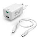 Hama Snellader 1x USB-C 1x USB-A PD/Qualcomm&reg; Oplaadset 32 Watt Wit