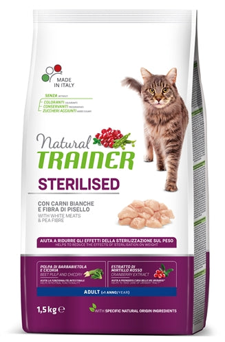 Natural Trainer Cat Sterilised White Meat 1,5 KG