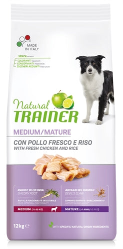 Natural Trainer Dog Senior Medium Chicken 12 KG