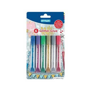 6 glitterglue op kaart Stylex 25100